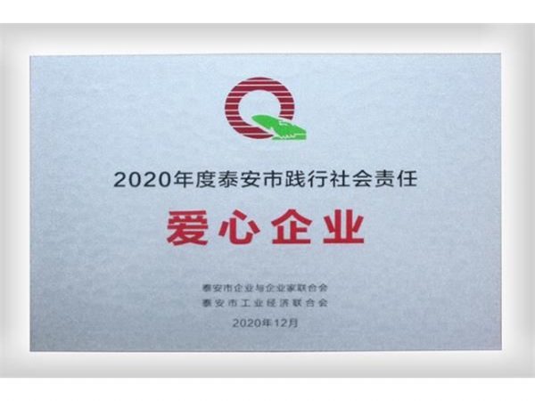 2020年泰安市践行社会责任“爱心企业”