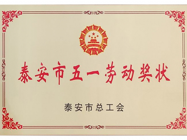 泰安市五一劳动奖状